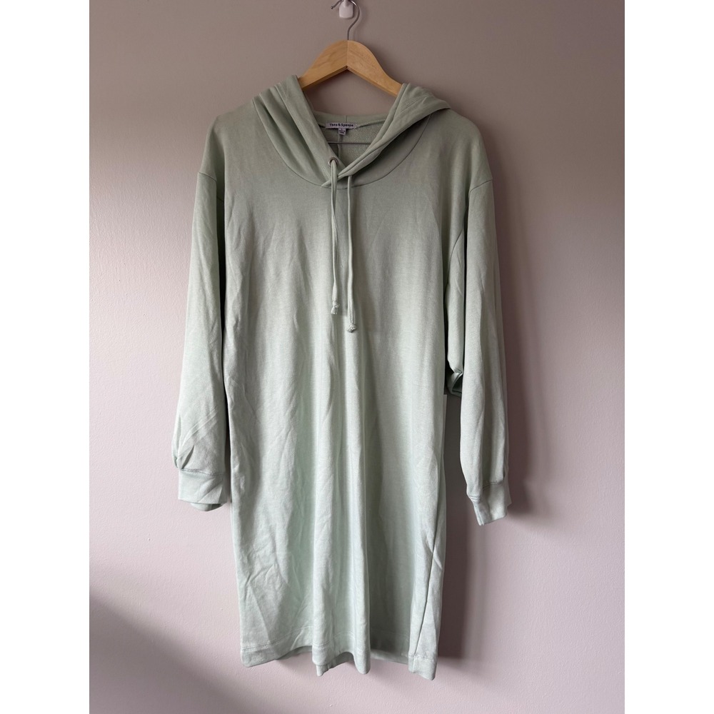 Theo & Spence Anthropologie Womens Milk Green Hoodie Dress TS9743 Size L NWT